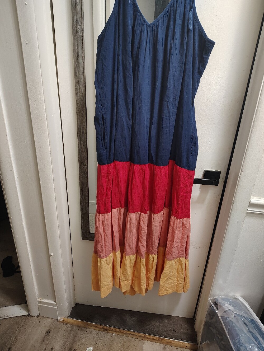 Old Navy Tiered Colorblock Maxi Dress - Navy, Red, Pink, Yellow